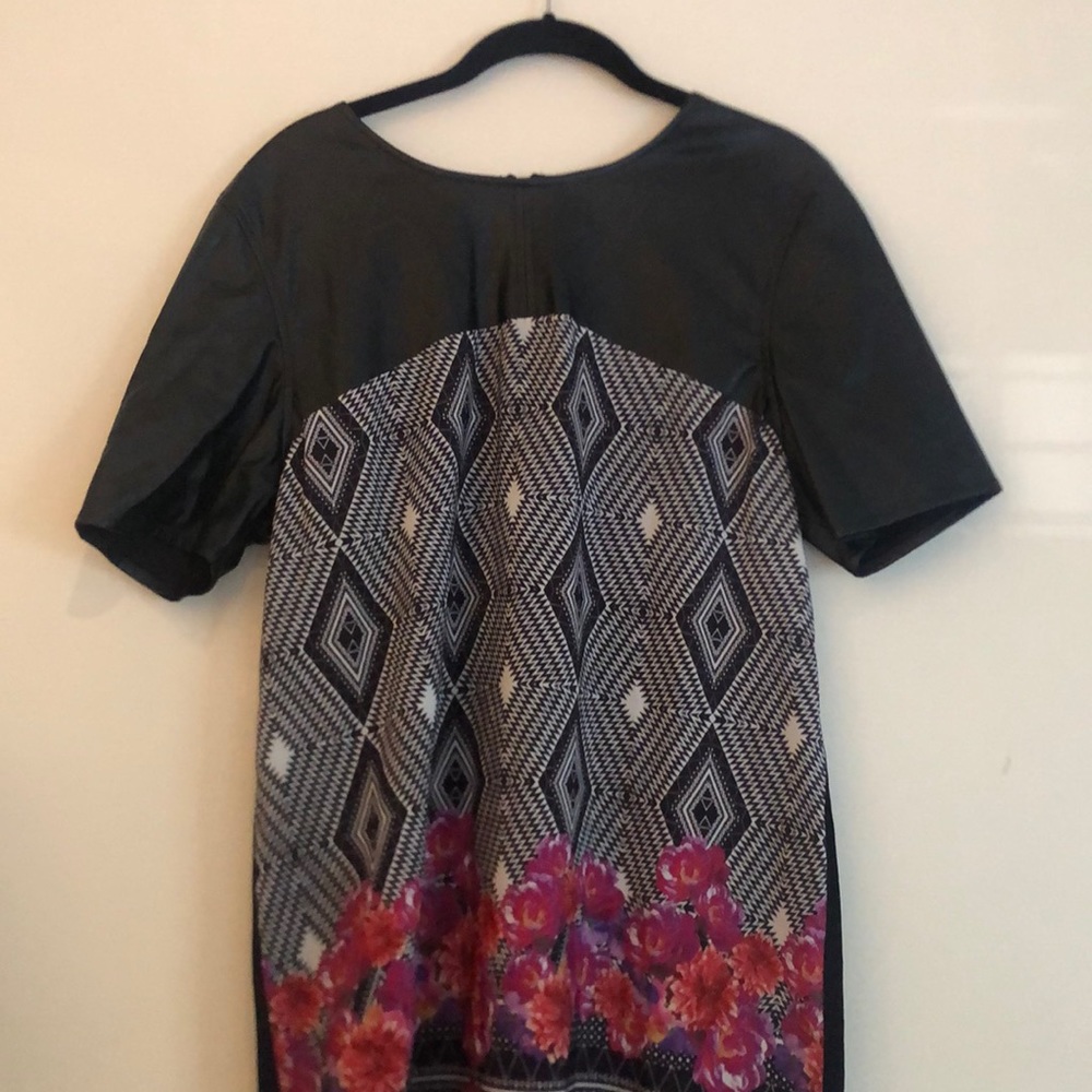 Black leather sleeve dress